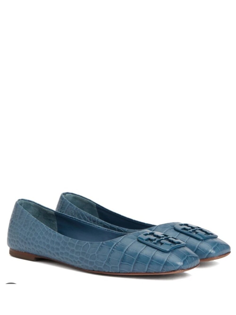 NEW Tory Burch Georgia Flats Croc Embossed Leather Designer Chic Womens 10.5